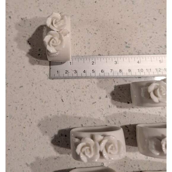 Set of 8 Genuine Bone China 3D Rose Napkin Rings The Beachcombers Holiday party - Picture 15 of 16